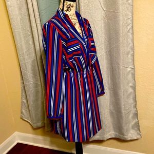 Small Express red white and blue and black dress.